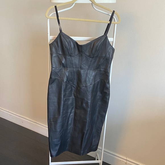 Danier Dresses & Skirts - Danier Black Leather Slip Dress